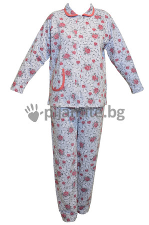 Дамски пижами Пижами дълъг ръкав Дамска пижама - дълъг ръкав, вата, с копчета - 21104